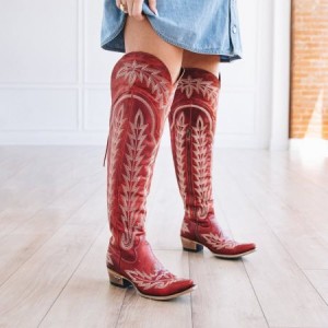 Lane Lexington OTK Women's Boots Smoldering Ruby | 75846-SIFD