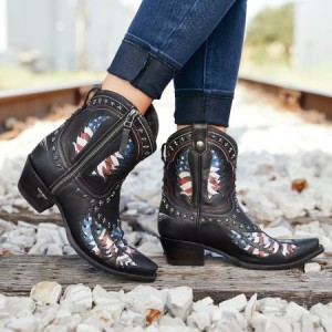 Lane Old Glory Bootie Black Women's Booties Black | 63092-YIXL