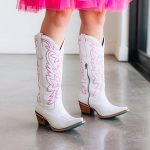 Lane Smokeshow Women's Boots Matte White / Neon Pink | 69134-DELU