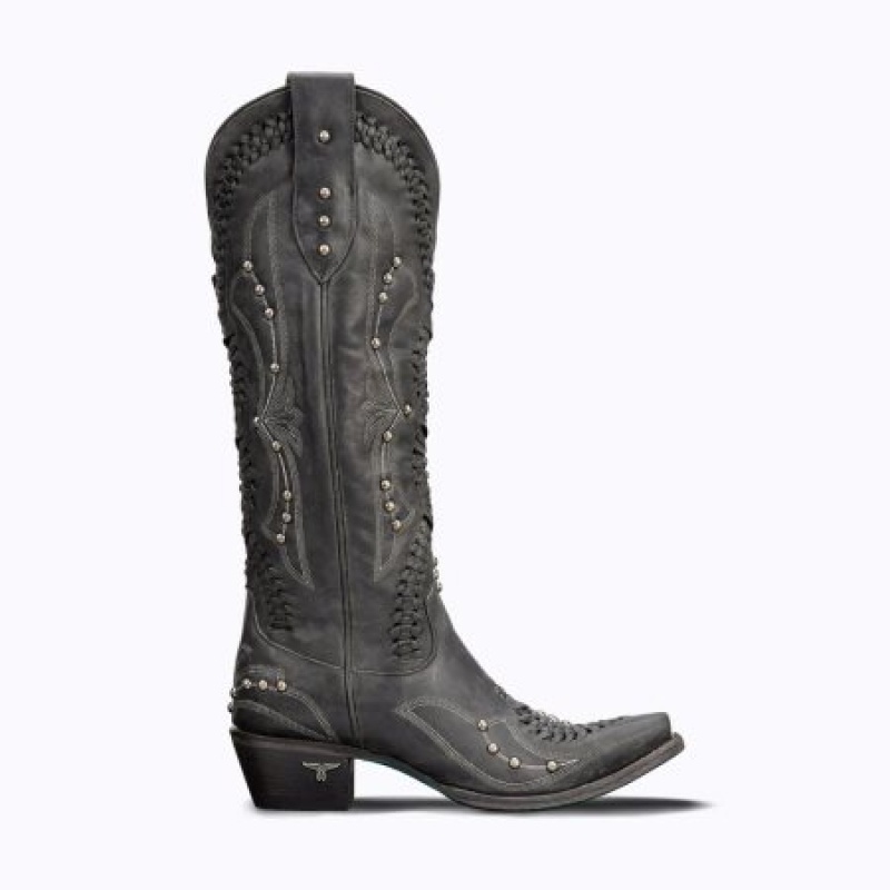 Lane Cossette Women's Boots Distressed Jet Black | 08941-GEQS