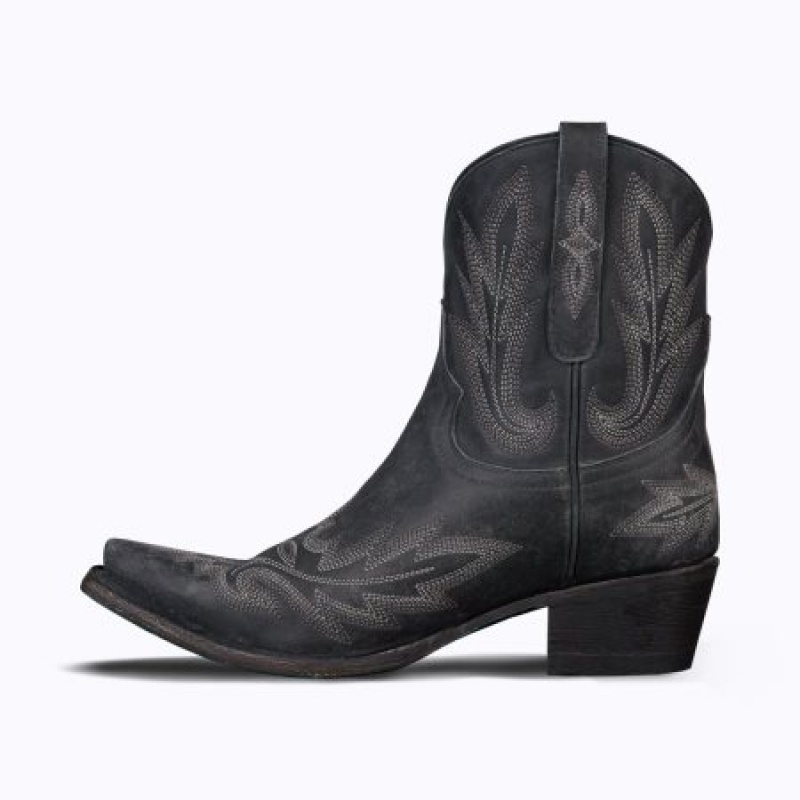 Lane Lexington Bootie Women's Booties Distressed Jet Black | 80395-PIKR