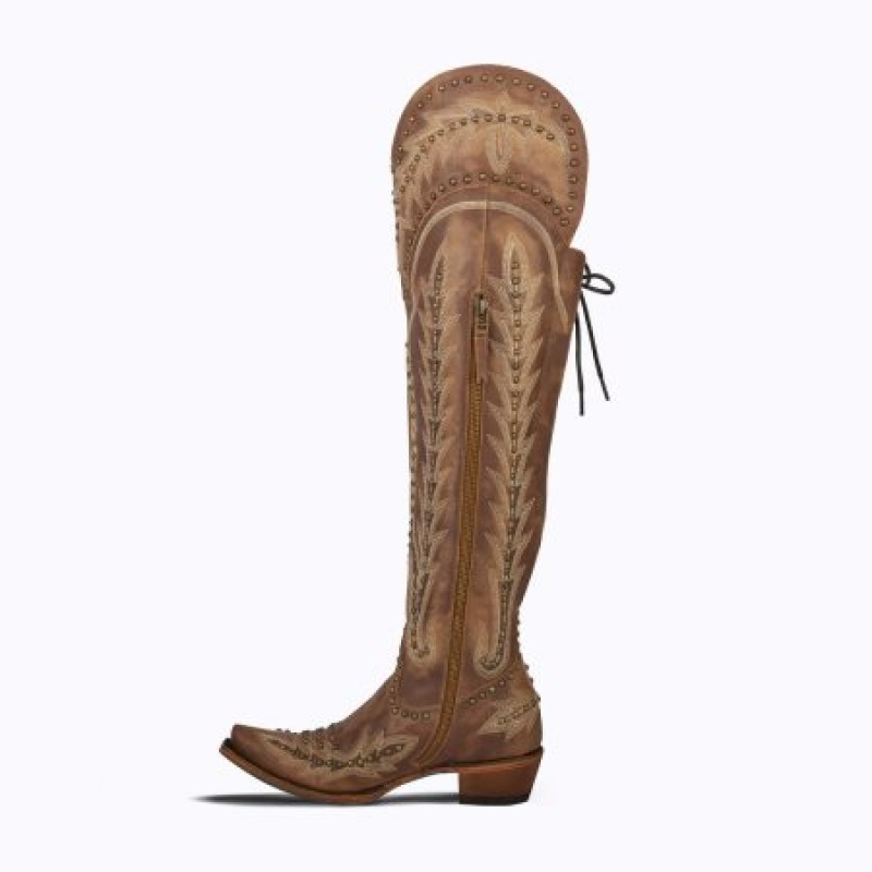 Lane Lexington OTK Stud Women's Boots Oiled Saddle | 26945-TXRP