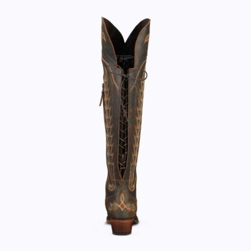 Lane Lexington OTK Women's Boots Brown Crackle | 74569-CIHG