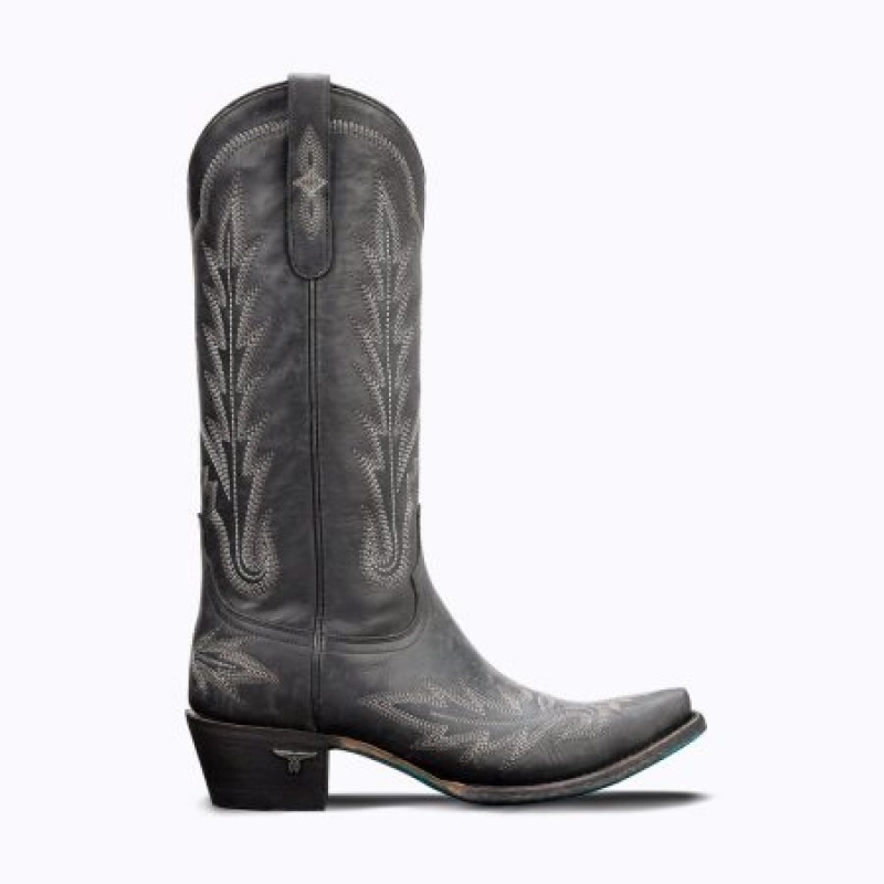 Lane Lexington Women's Boots Distressed Jet Black | 89152-KDVJ