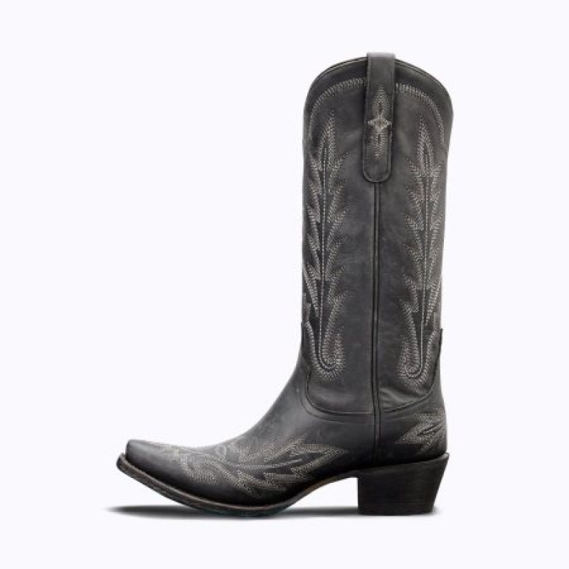 Lane Lexington Women's Boots Distressed Jet Black | 89152-KDVJ