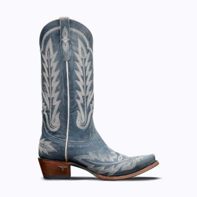 Lane Lexington Women's Boots Distressed Midnight Blue | 94056-NGMX 