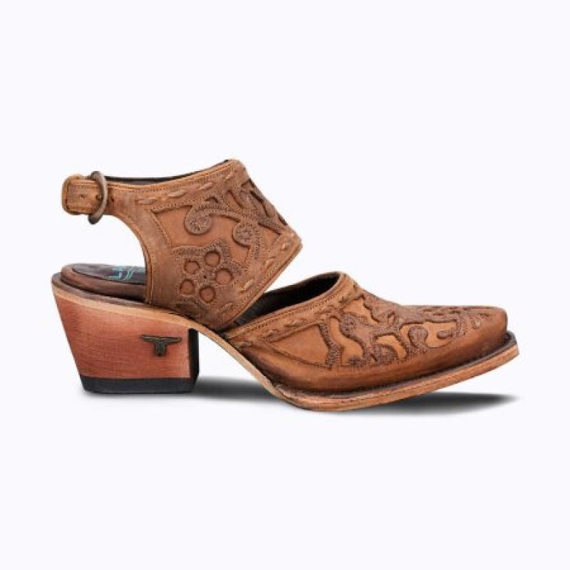 Lane Robin Mule Women's Sandals Burnt Caramel | 96517-XHYU