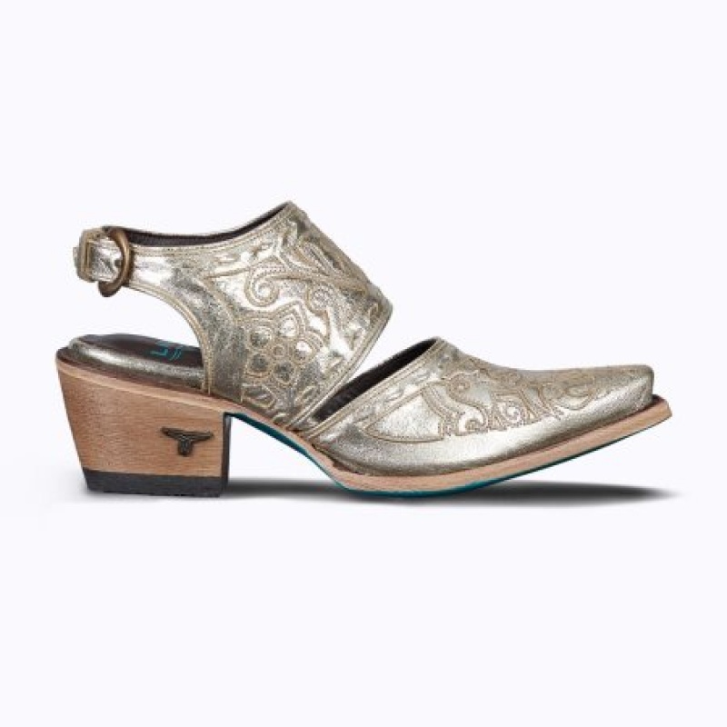 Lane Robin Mule Women's Sandals Champagne Metallic | 43975-CJFH