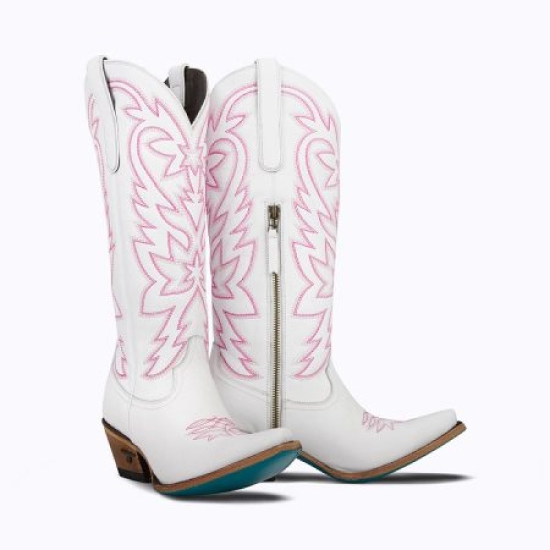 Lane Smokeshow Women's Boots Matte White / Neon Pink | 69134-DELU