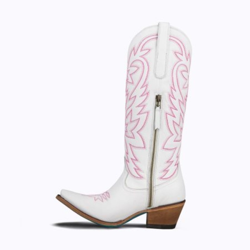 Lane Smokeshow Women's Boots Matte White / Neon Pink | 69134-DELU